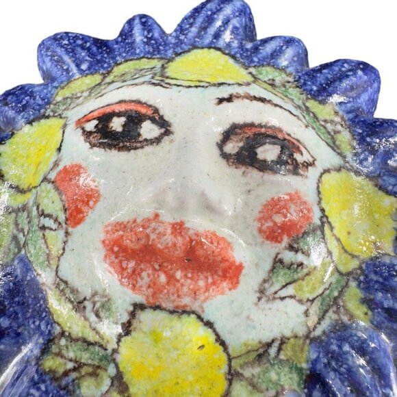 Italian Art Pottery Sun Figural Anthropomorphic Figure Hand Made Signed Pesitano - Picture 2 of 12